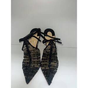 Christian Louboutin Black Polka Dot Mesh Pointed Toe Heels